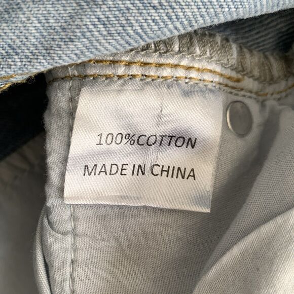 White Fox Jeans Women M Wide Leg Light Wash Blue Denim Distressed 30x31 Baggy - Picture 6 of 11